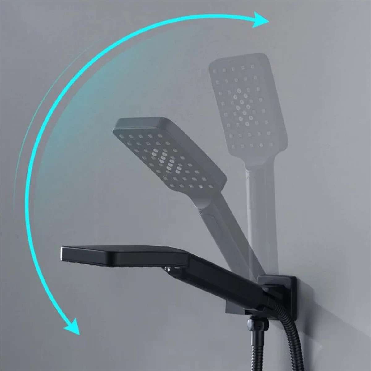 Douche pluie encastrée Lomé noire – thermostatique, pluie & cascade