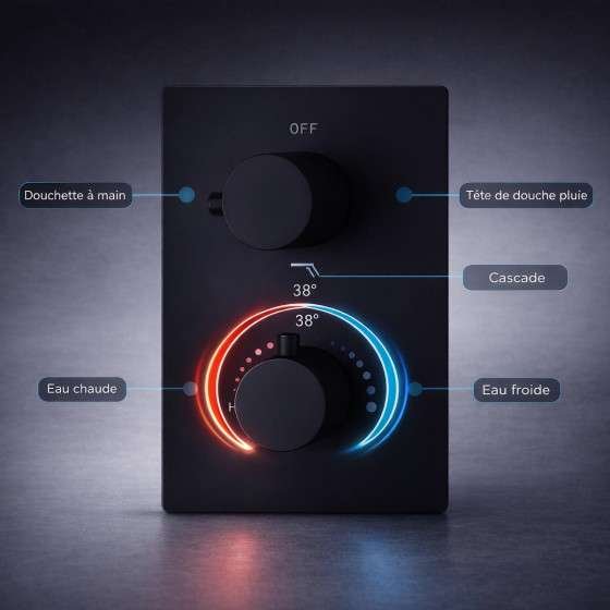 Douche encastrée thermostatique Eres – air injection, triple fonction