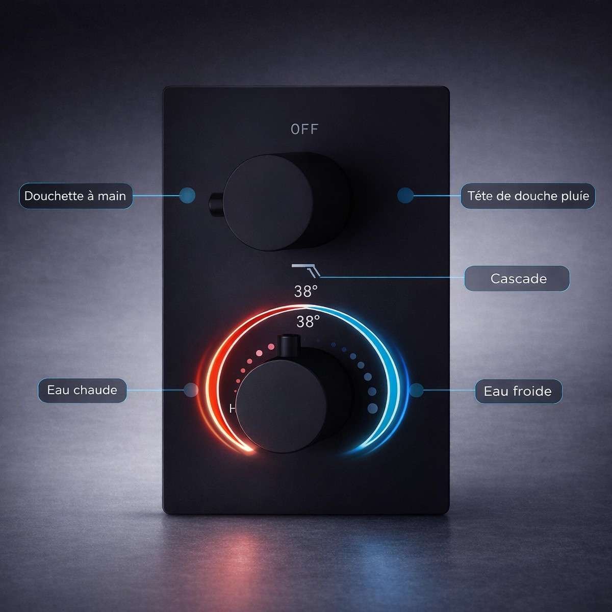 Douche encastrée thermostatique Eres – air injection, triple fonction