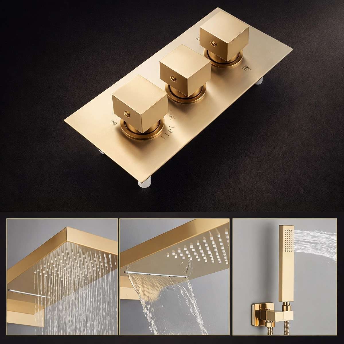 Douche encastrée thermostatique Xirok – pluie, cascade & air injection