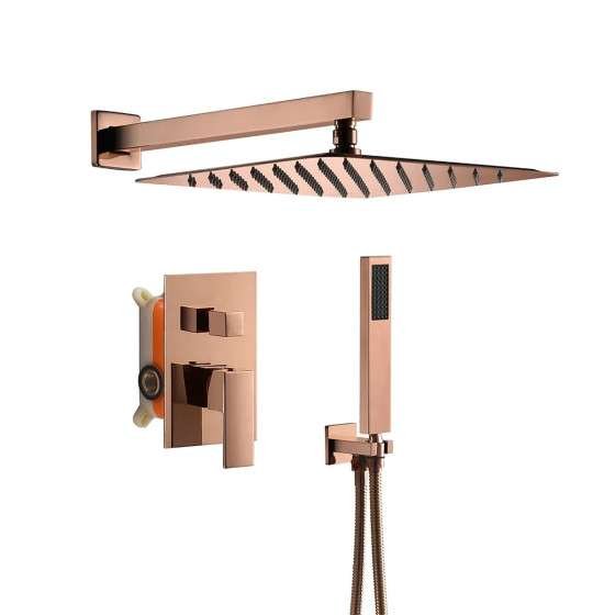 Ensemble de douche encastré Tokyo or rose – Air injection inox
