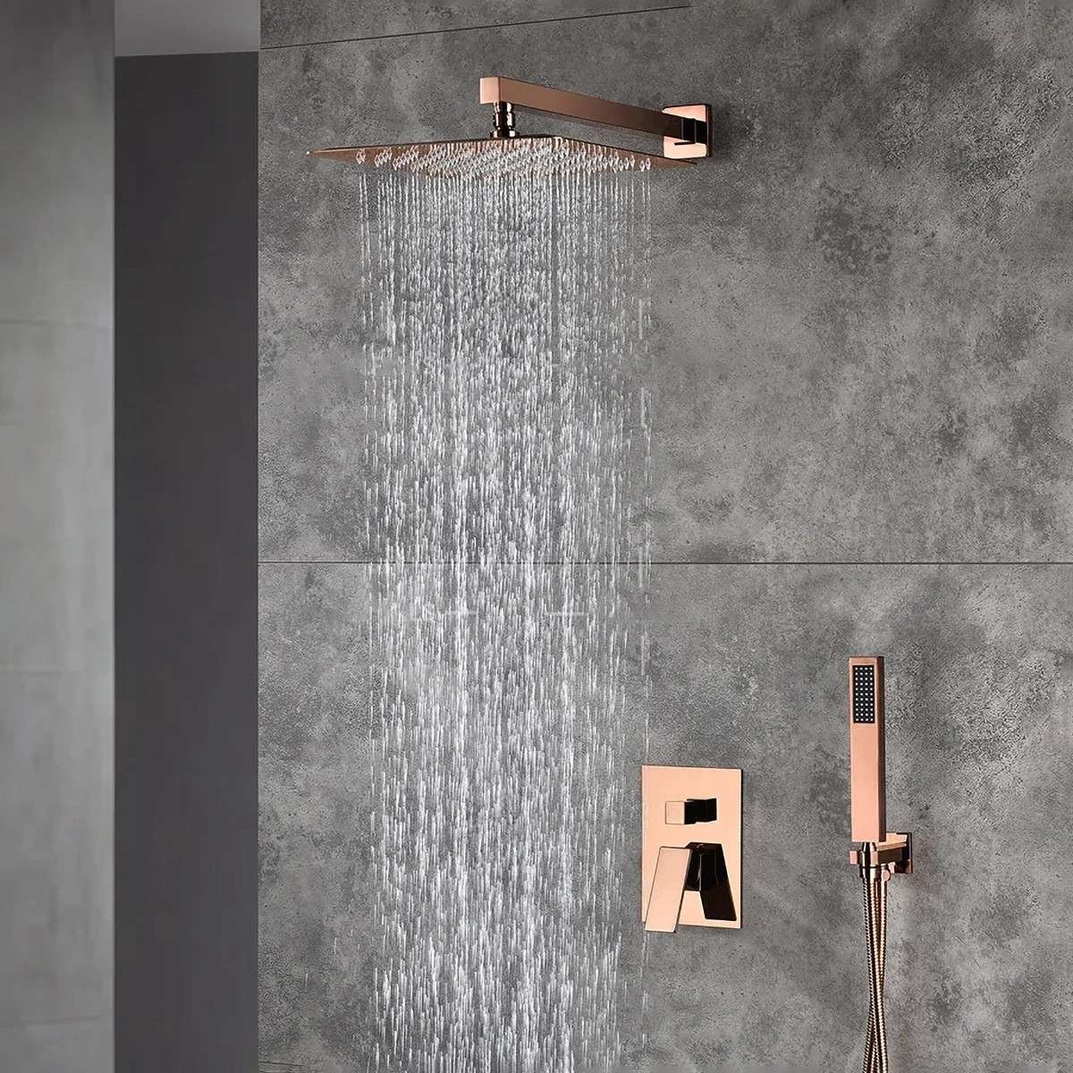 Ensemble de douche encastré Tokyo or rose – Air injection inox