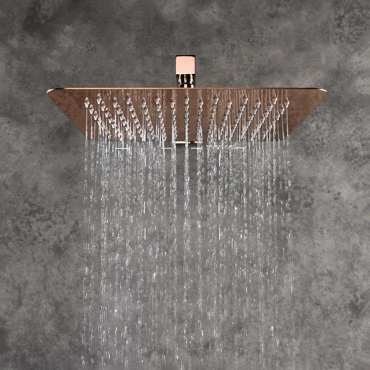 Ensemble de douche encastré Tokyo or rose – Air injection inox