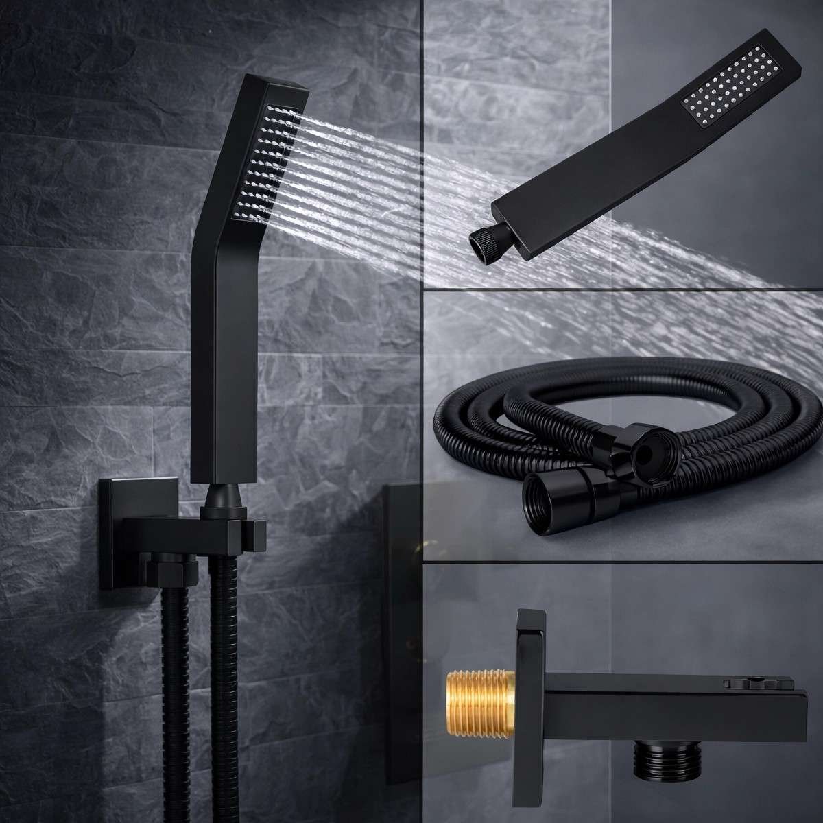 Mitigeur de douche encastré Chantilly noir – Air injection