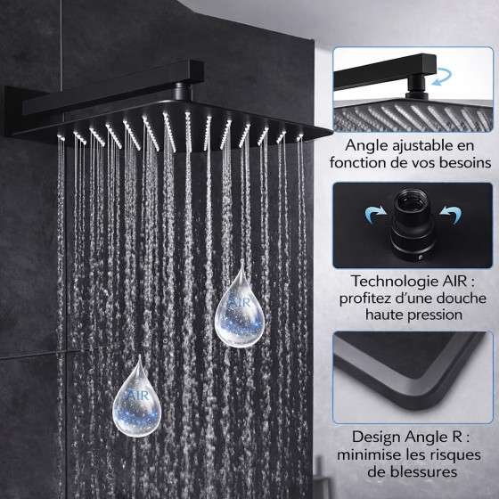 Mitigeur de douche encastré Chantilly noir – Air injection