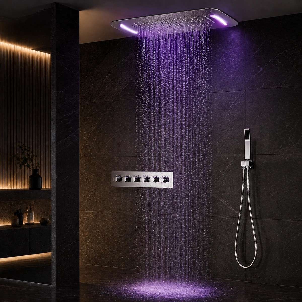 Ciel de pluie thermostatique Élégance Vienne – Chrome LED