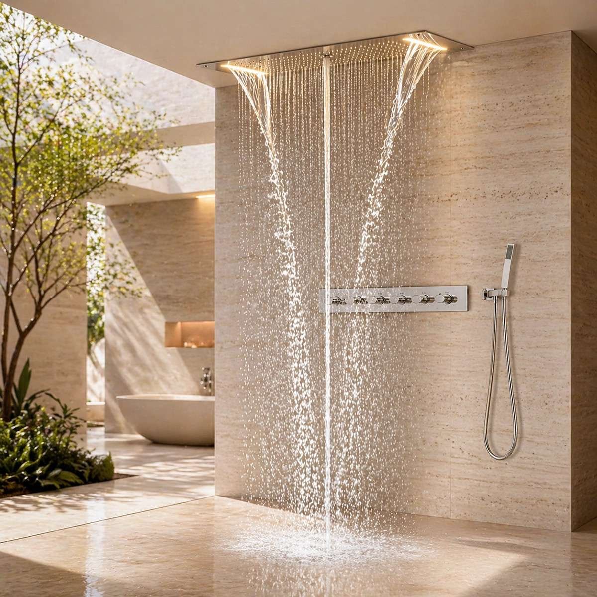 Ciel de pluie LED thermostatique Topale – Chrome spa