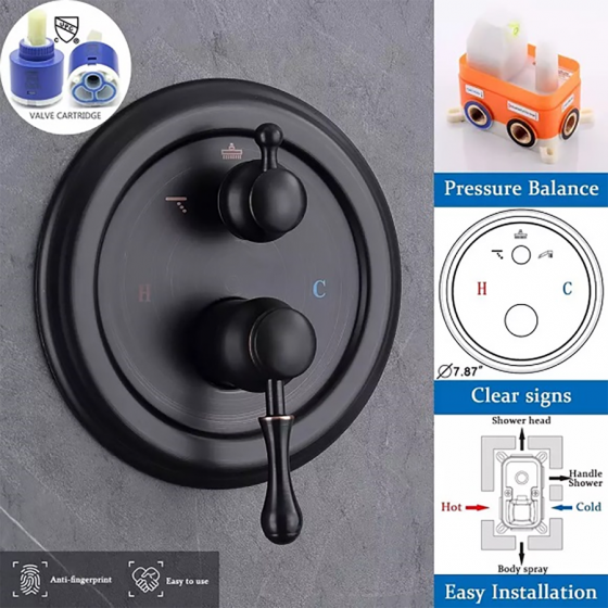 Composition mitigeur bain douche encastrée murale noire mat Ø25cm, Madrid - category_name - HDEC100212 - shop_name