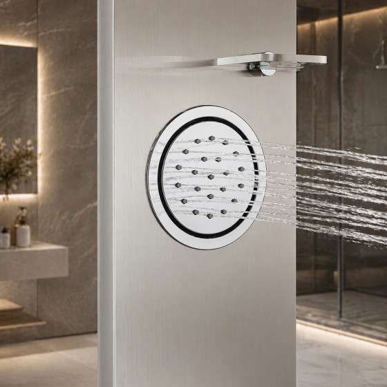 Panneau de douche hydromassant LED Narko gris