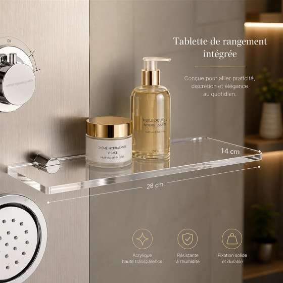 Panneau de douche hydromassant LED Narko gris