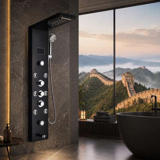 Panneau de douche hydromassant LED Glame noir