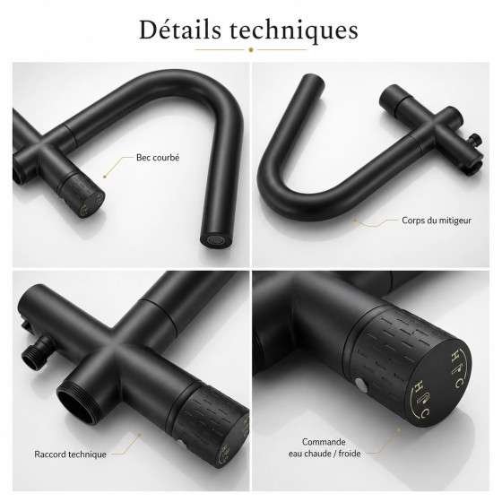 Mitigeur baignoire îlot au sol noir mat Bracchi
