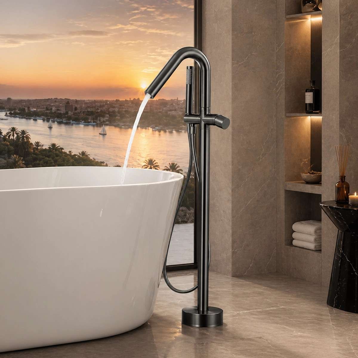 Mitigeur baignoire sur pied Murcie gun métal | Design moderne