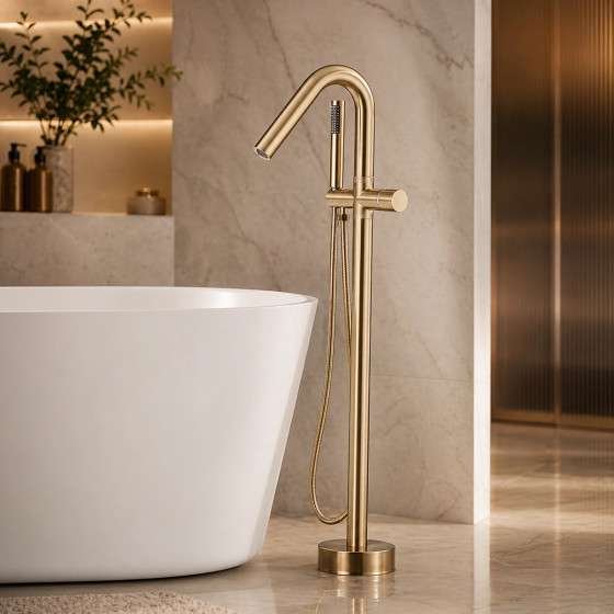 Mitigeur baignoire îlot Most doré brossé | Design premium