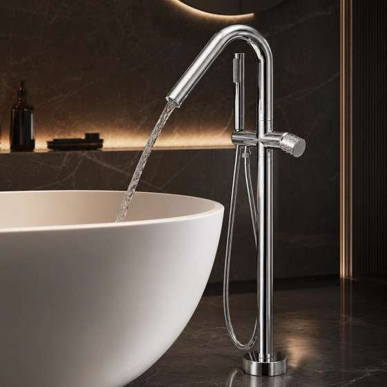 Mitigeur baignoire îlot Cuba chrome | Élégance moderne