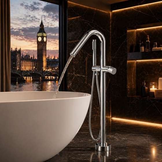 Mitigeur baignoire îlot Cuba chrome | Élégance moderne
