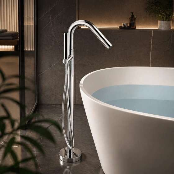 Mitigeur baignoire îlot Cuba chrome | Élégance moderne