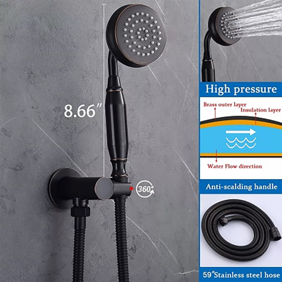 Composition mitigeur bain douche encastrée murale noire mat Ø25cm, Madrid - category_name - HDEC100212 - shop_name