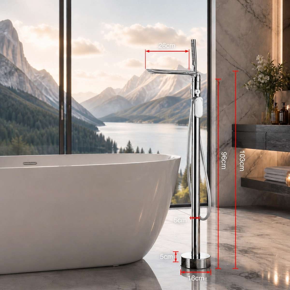 Artens Chrome – Mitigeur sur Pied Cascade & Douchette