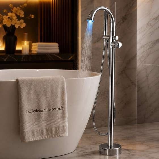 Mitigeur baignoire au sol LED Alost chrome | Design