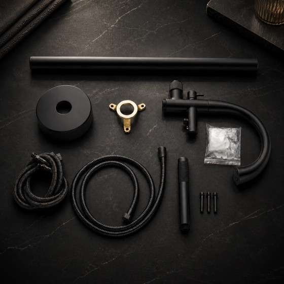 Mitigeur baignoire au sol LED Fusion noir | Design moderne