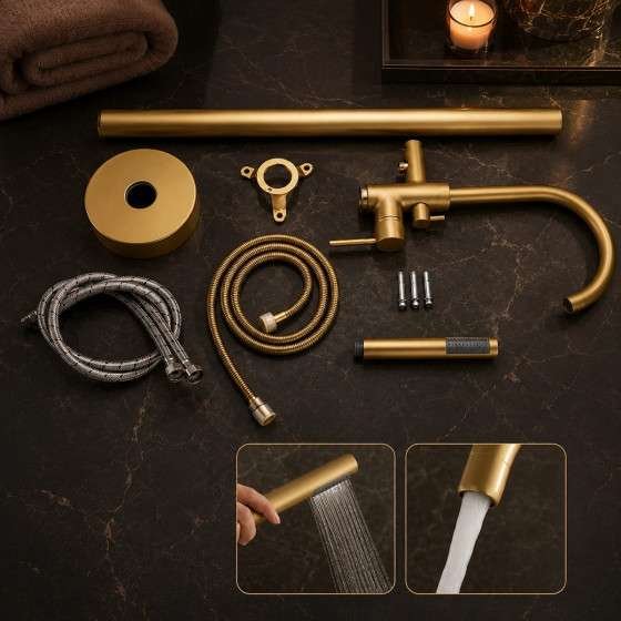 Robinet mitigeur îlot baignoire Salidad bronze au sol