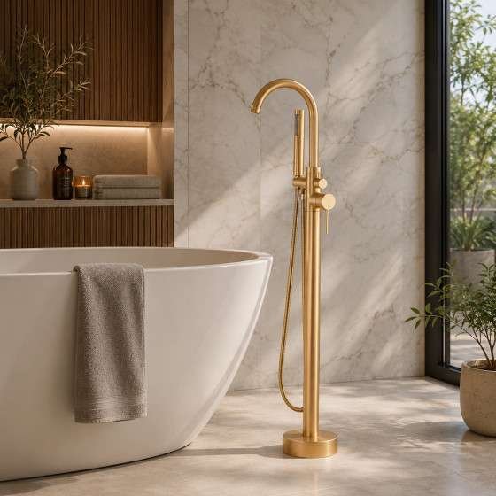 Robinet mitigeur îlot baignoire Salidad bronze au sol
