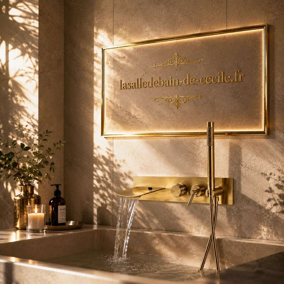 Mitigeur de bain mural Lya doré brossé – Cascade
