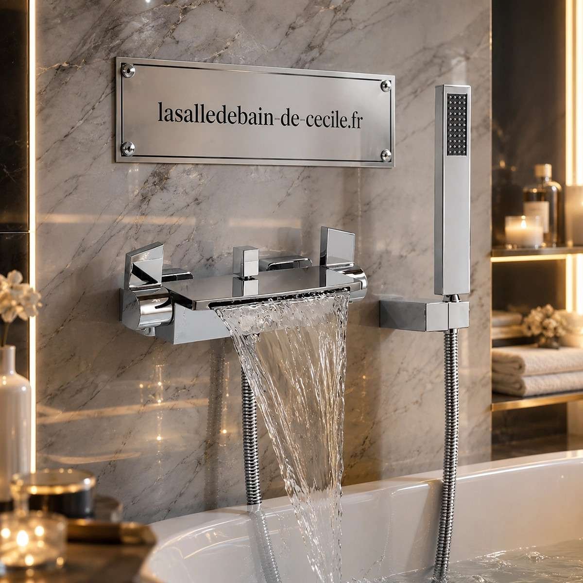 Mitigeur de bain mural Lorent chromé – Cascade 18 cm