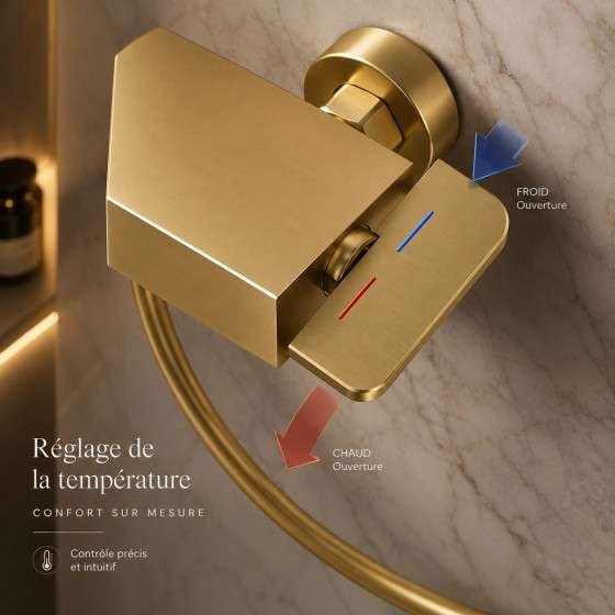 Mitigeur bain-douche Noblesse doré – Jets massants et élégance