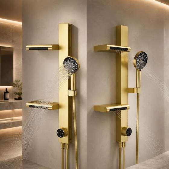 Mitigeur bain-douche Noblesse doré – Jets massants et élégance