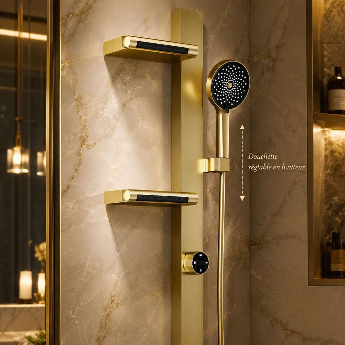 Mitigeur bain-douche Noblesse doré – Jets massants et élégance