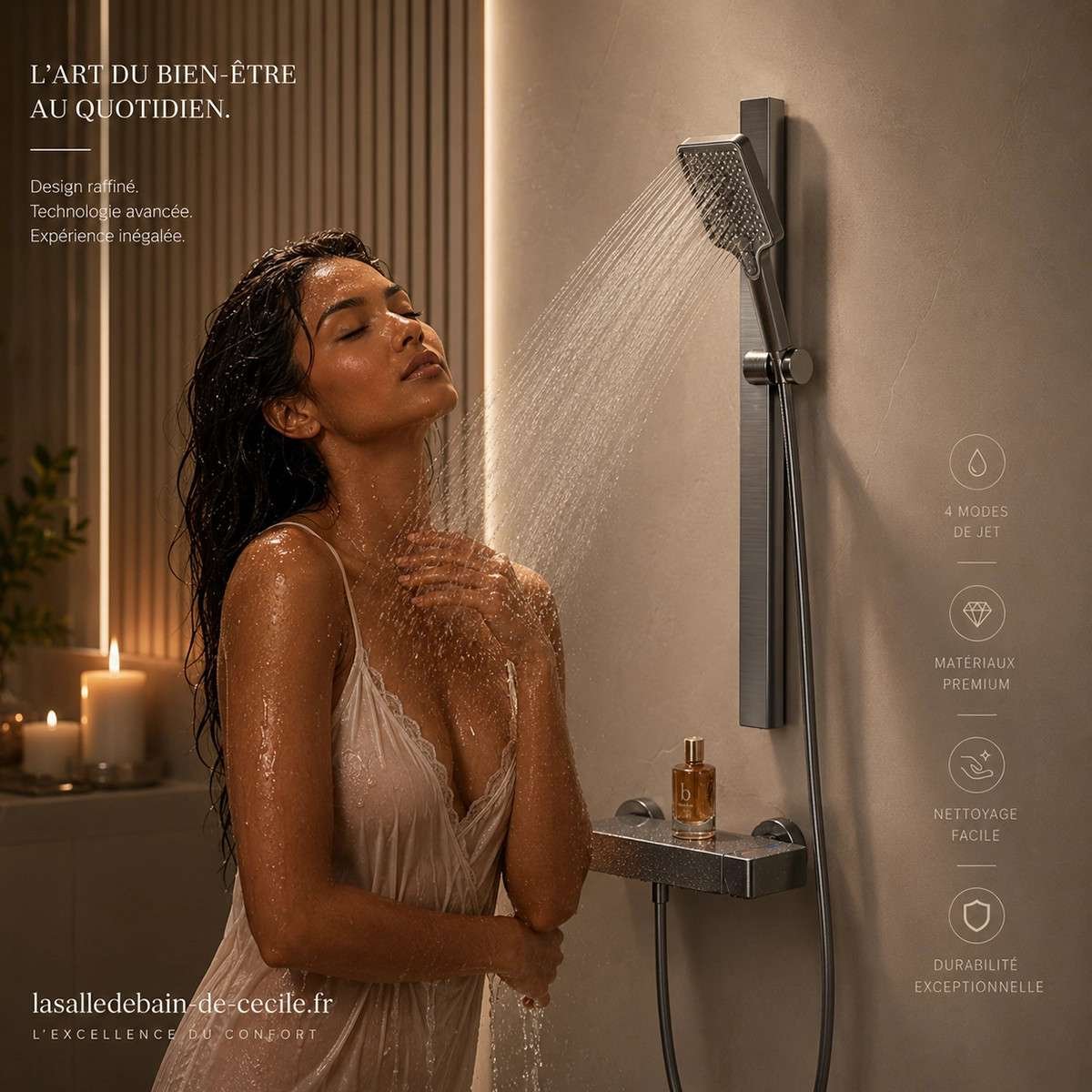 Mitigeur bain-douche Talius noir – Design moderne et 4 fonctions