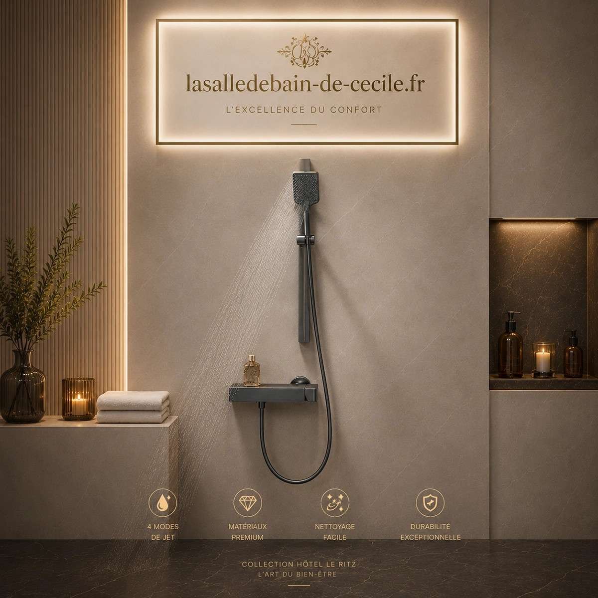 Mitigeur bain-douche Talius noir – Design moderne et 4 fonctions
