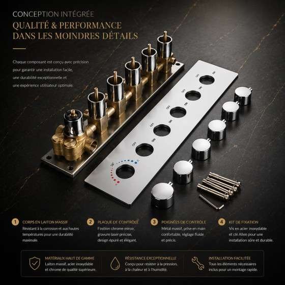 Mitigeur thermostatique Thalassa 5 voies encastré chrome