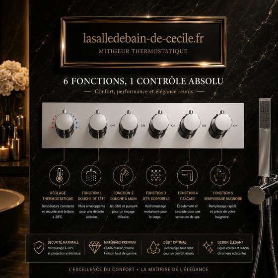 Mitigeur thermostatique Thalassa 5 voies encastré chrome