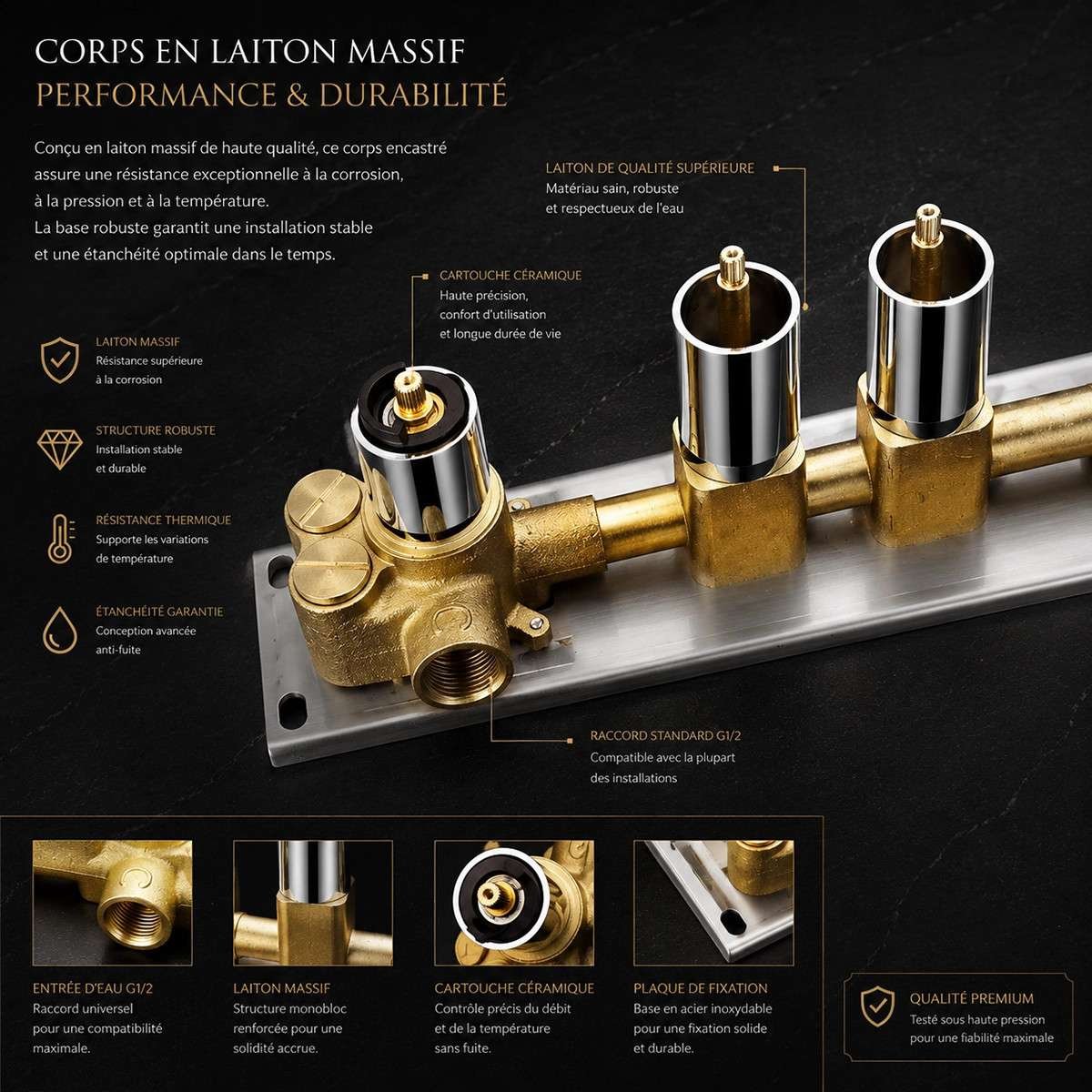 Mitigeur thermostatique Atlas 4 voies encastré chrome