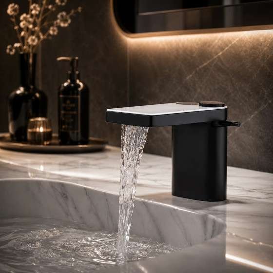 Mitigeur lavabo électronique noir avec affichage – Cuela
