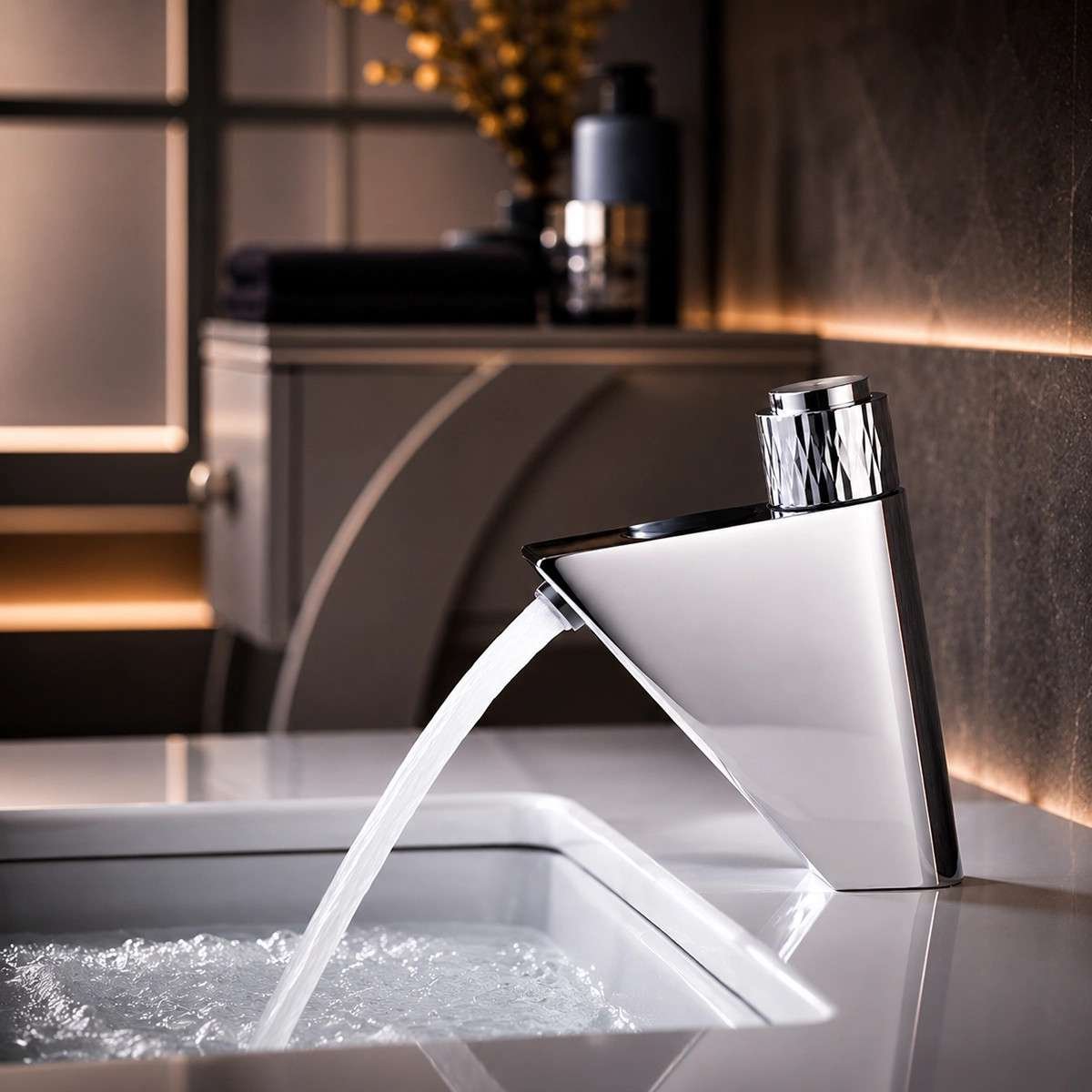 Mitigeur lavabo électronique chrome avec affichage – Time