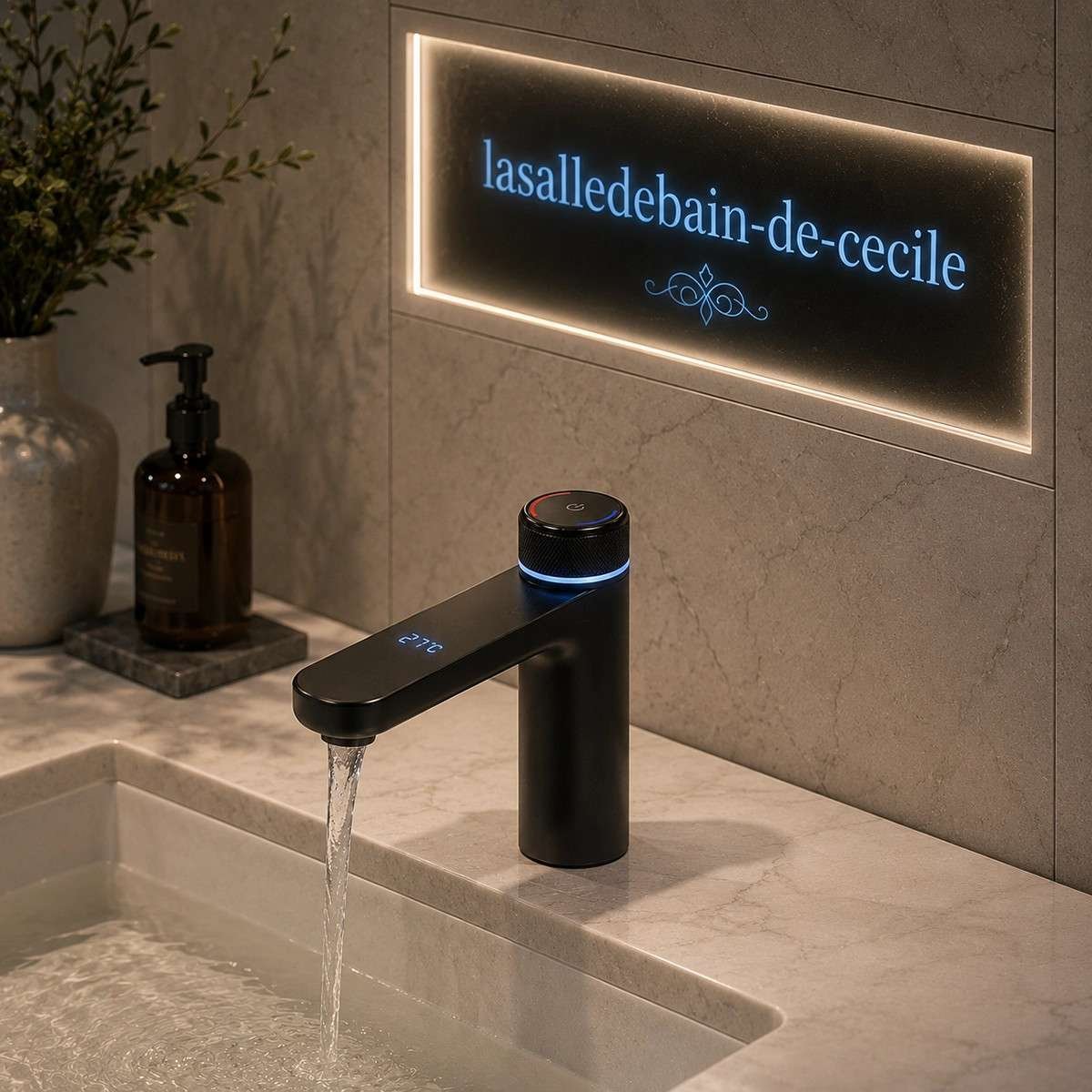 Mitigeur lavabo électronique noir avec affichage – Versus