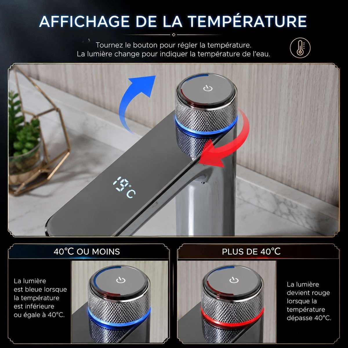 Mitigeur lavabo électronique chrome inox – Electro