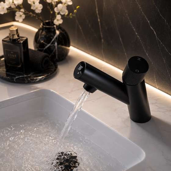 Mitigeur lavabo électronique noir, Iso