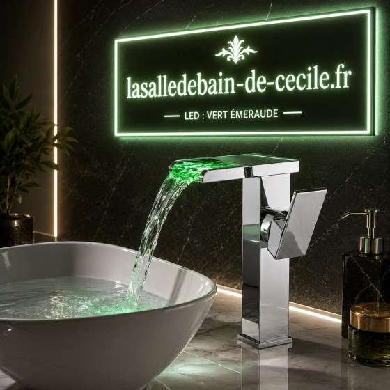 Mitigeur lavabo LED Proton chrome | Cascade lumineuse