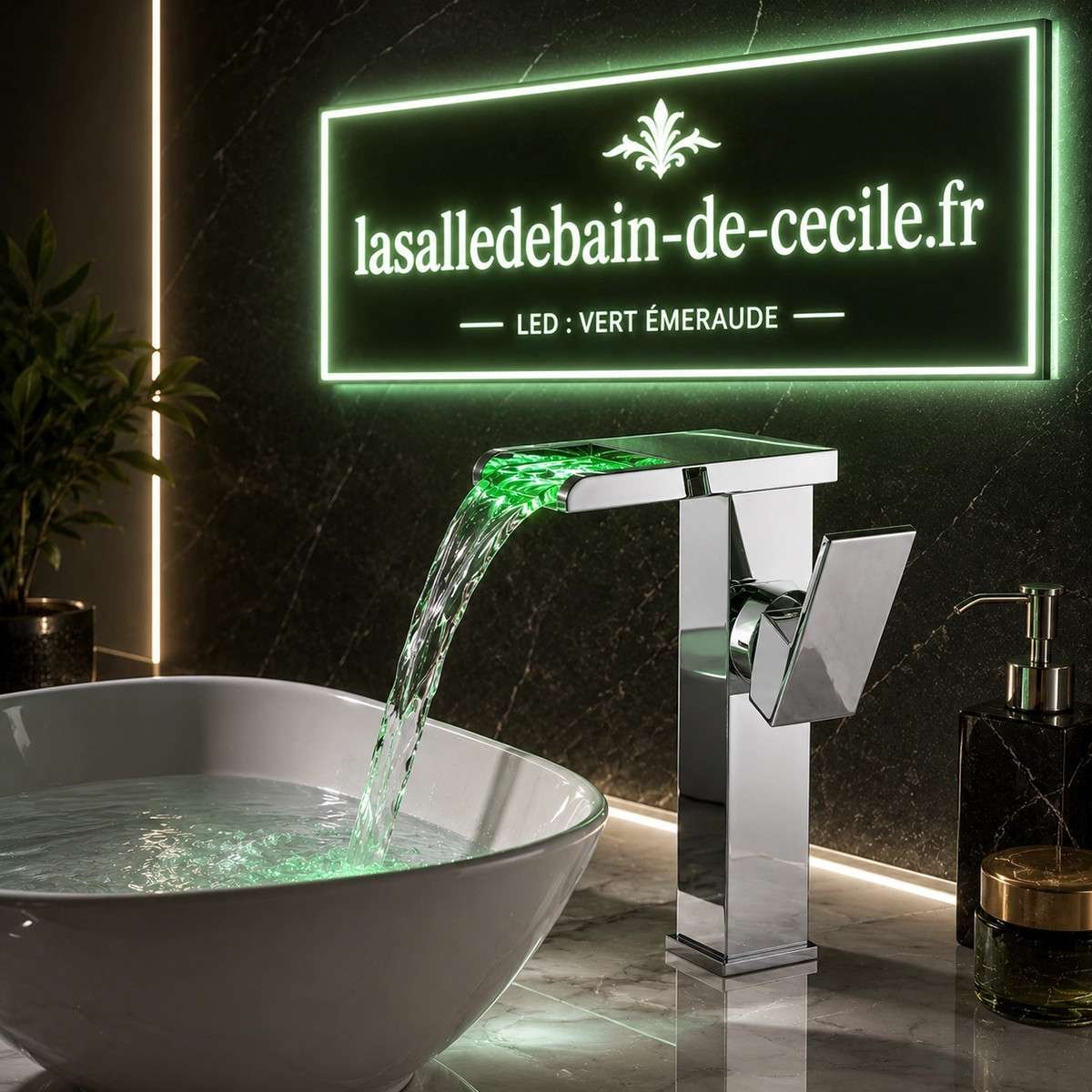 Mitigeur lavabo LED Proton chrome | Cascade lumineuse
