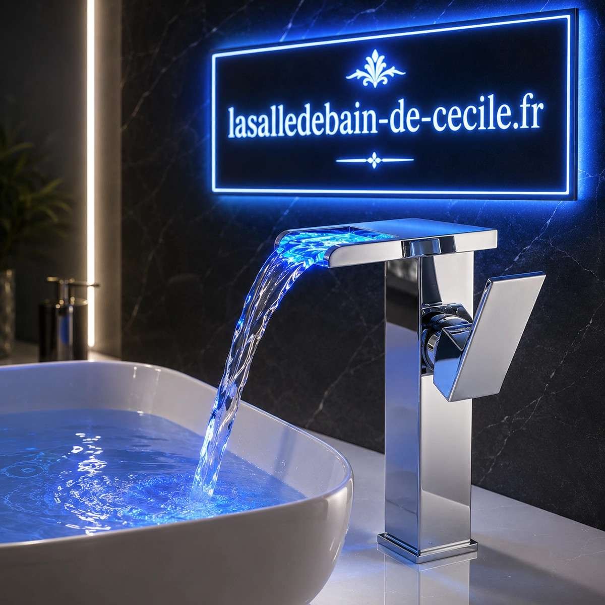 Mitigeur lavabo LED Proton chrome | Cascade lumineuse