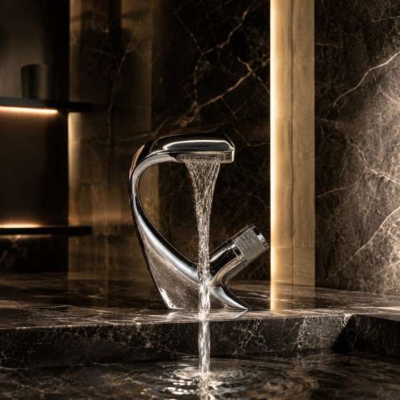 Mitigeur lavabo chrome Tinum – Design virgule élégant