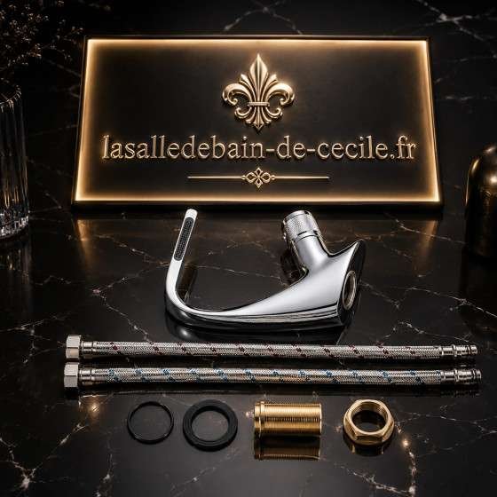 Mitigeur lavabo chrome Tinum – Design virgule élégant