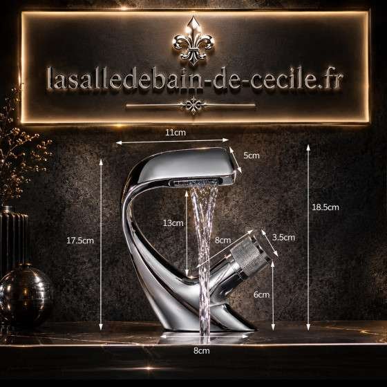 Mitigeur lavabo chrome Tinum – Design virgule élégant