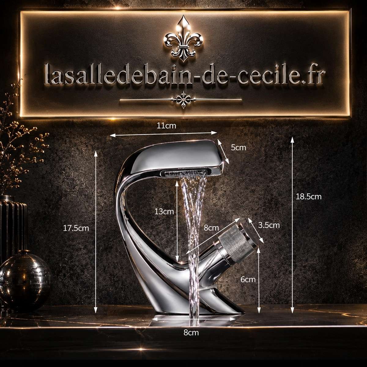Mitigeur lavabo chrome Tinum – Design virgule élégant