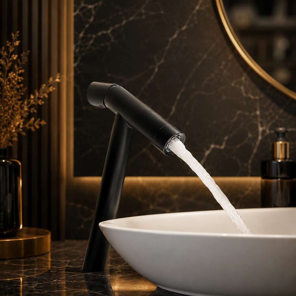 Mitigeur lavabo surélevé Kyo noir | Design incliné moderne
